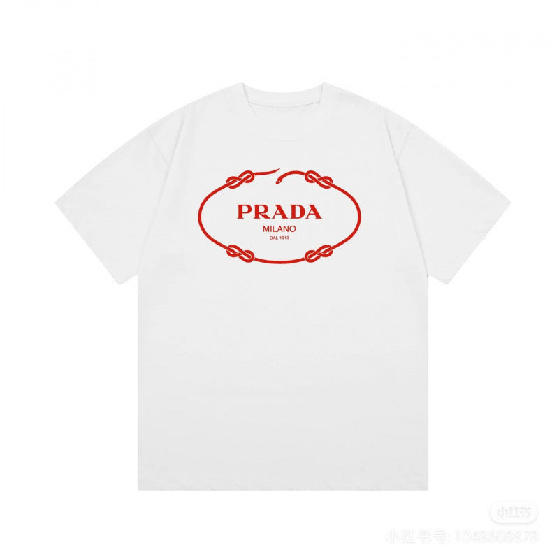 Camiseta de triángulo triángulo de alta edición alta de edición transfronteriza de PRA Pujia, unisex verano, suelta y versátil de manga corta con estampado