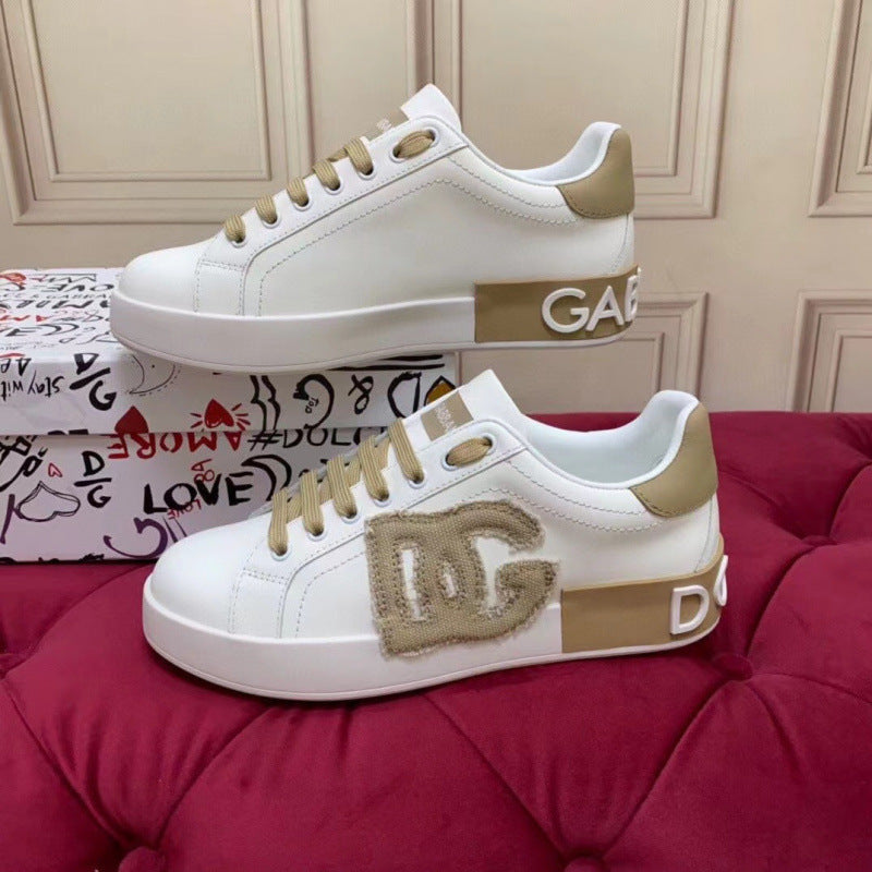 Zapatillas casuales de cuero hombre familia DG | Velcro blancas versátiles