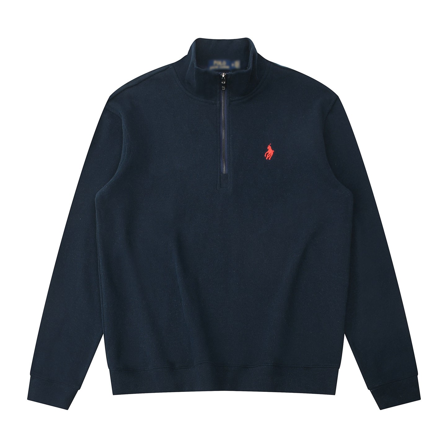 Sudadera americana nueva bordada de ponis americano transfronteriza de outono/invierno, cuello alto, cárdigan polo de algodón puro con cremallera media alta, top informal