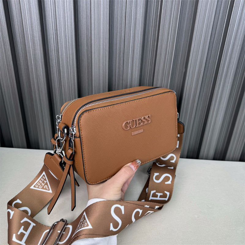 Bolsa de cámara con patrón cruzado Comercio exterior transfronterizo Nuevo bolso de cámara Letra de un hombro Bandolera Bandolera de mujer Bolsas de mano Bandolera pequeña Pequeña Bolsa cuadrada Tide