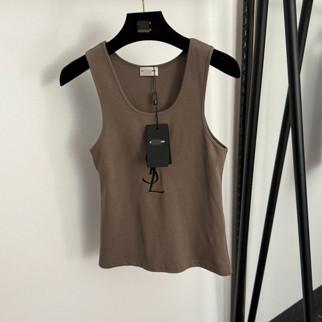 Top donna ricamato YSL | Cotone leggero