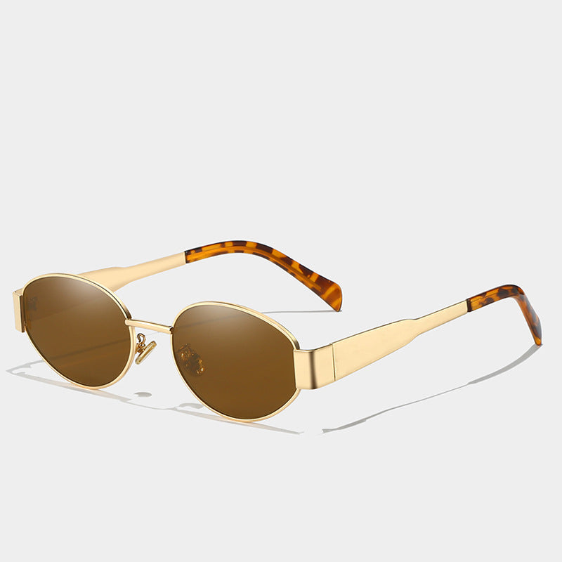 Gafas de sol europeas y americanas de montura redonda para mujeres, gafas de moda de alta gama para mujeres, protección UV para fotografía y decoraciones de moda para mujeres