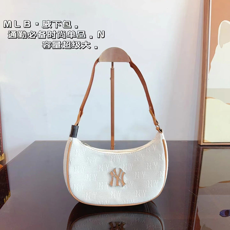 Bolso de la MLB coreana edición completa en relieve en relieve bolso sencillo de NY de moda versátil casual para mujer, novedad
