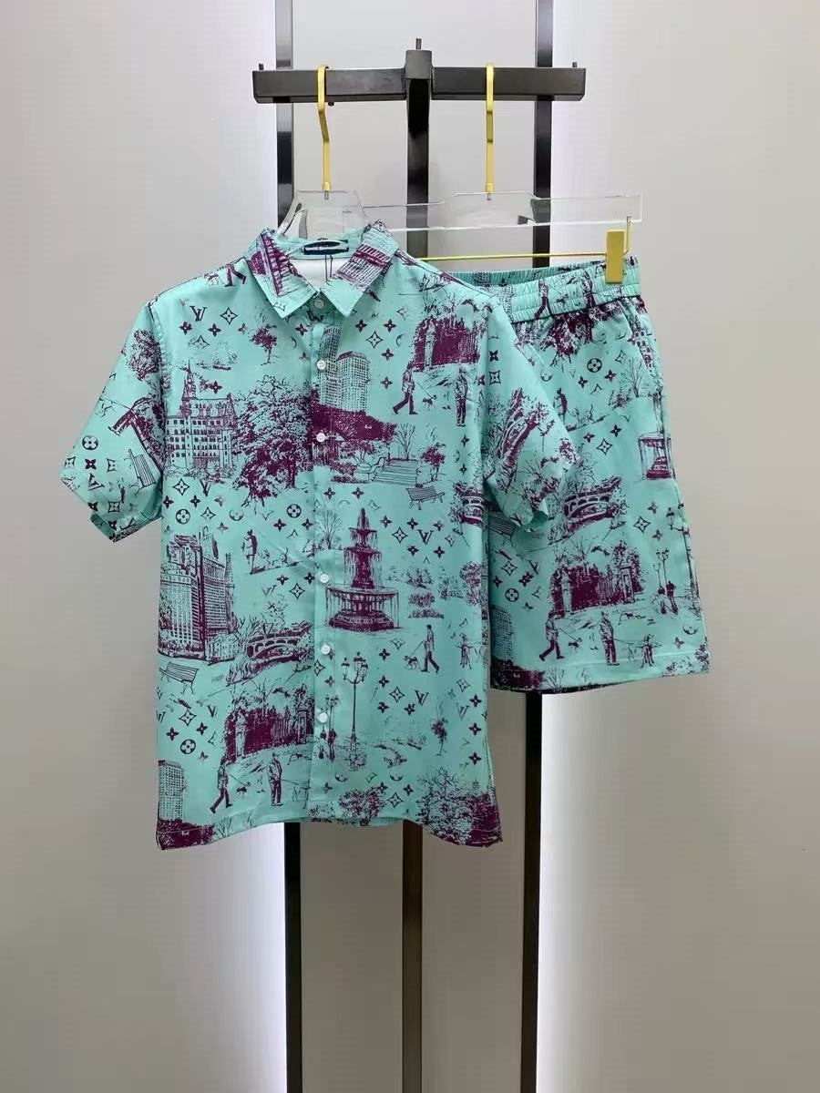 Nueva camisa ligera de lujo de cuello de lujo para hombre transfronteriza de verano 2026, pantalones cortos de manga corta, camiseta versátil y a la moda