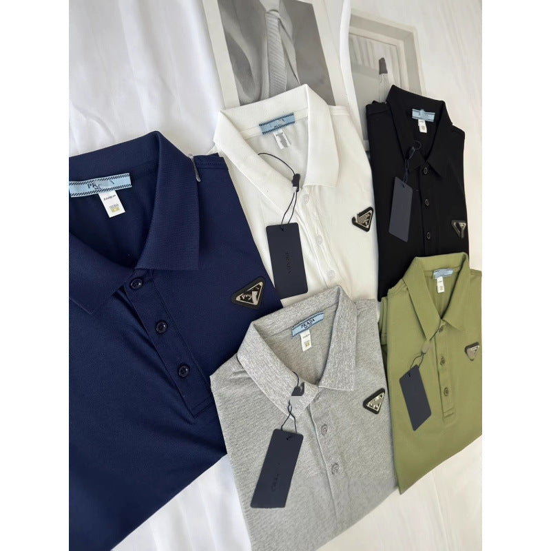 Polo Hombre Manga Corta | Logo Metálico Triangular | Clásico Casual