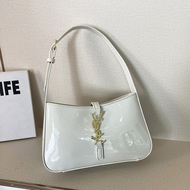 2025 Nueva bolsa transfronteriza elegante, versátil y versátil para la axila, bolso de un solo hombro de moda, bolso de mujer de cuero brillante para mujeres