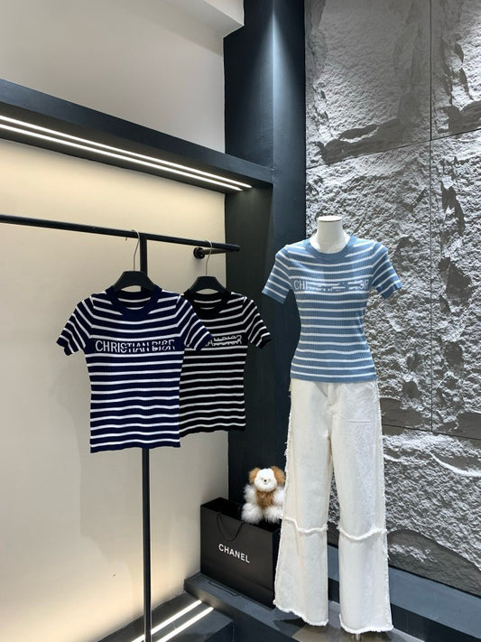 T-shirt in maglia da donna CD | Righe classiche