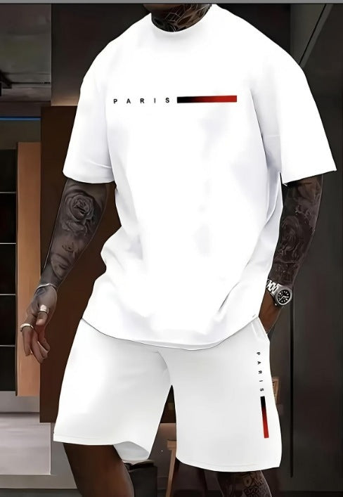 Conjunto casual de hip-hop casual de verano con impresión digital 3D de Amazon de Amazon lleva pantalones cortos de cuello redondo y manga corta sueltos