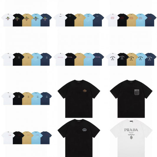 Camiseta de triángulo triángulo de alta edición alta de edición transfronteriza de PRA Pujia, unisex verano, suelta y versátil de manga corta con estampado