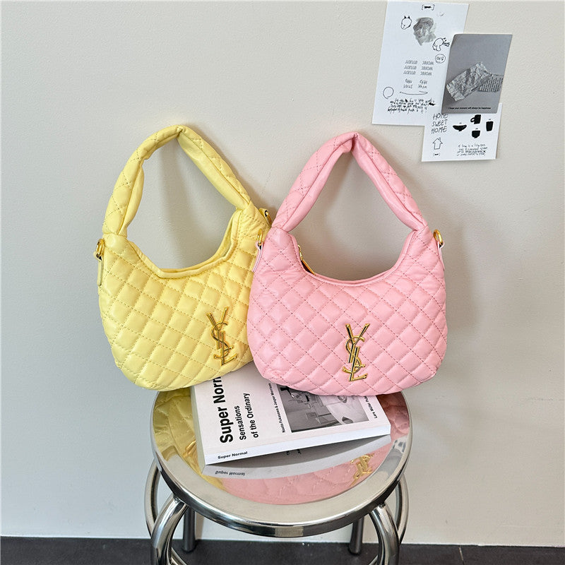 Bolso cruzado de un solo hombro bordado con diseño de bolso transfronterizo para mujer, diseño de bolso de mano de nicho, con patrón de diamantes bordado y vendido