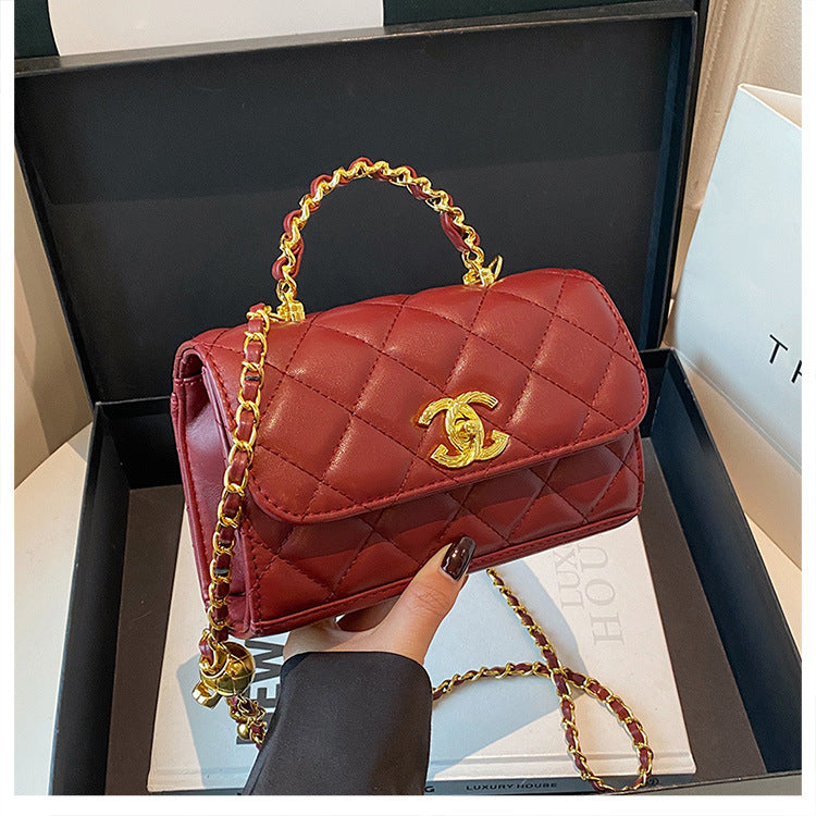 Bolso de mano de fragancia pequeña transfronteriza para mujer 2025 nuevo bolso cuadrado pequeño versátil de un solo hombro bolso de cadena rómbica cruzado de lujo ligero