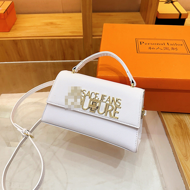 Moda de moda, con textura moderna, bolso cuadrado pequeño para mujer, bolsa de hombro con cadena de gran capacidad, bolso sencillo con letras extranjeras versátil