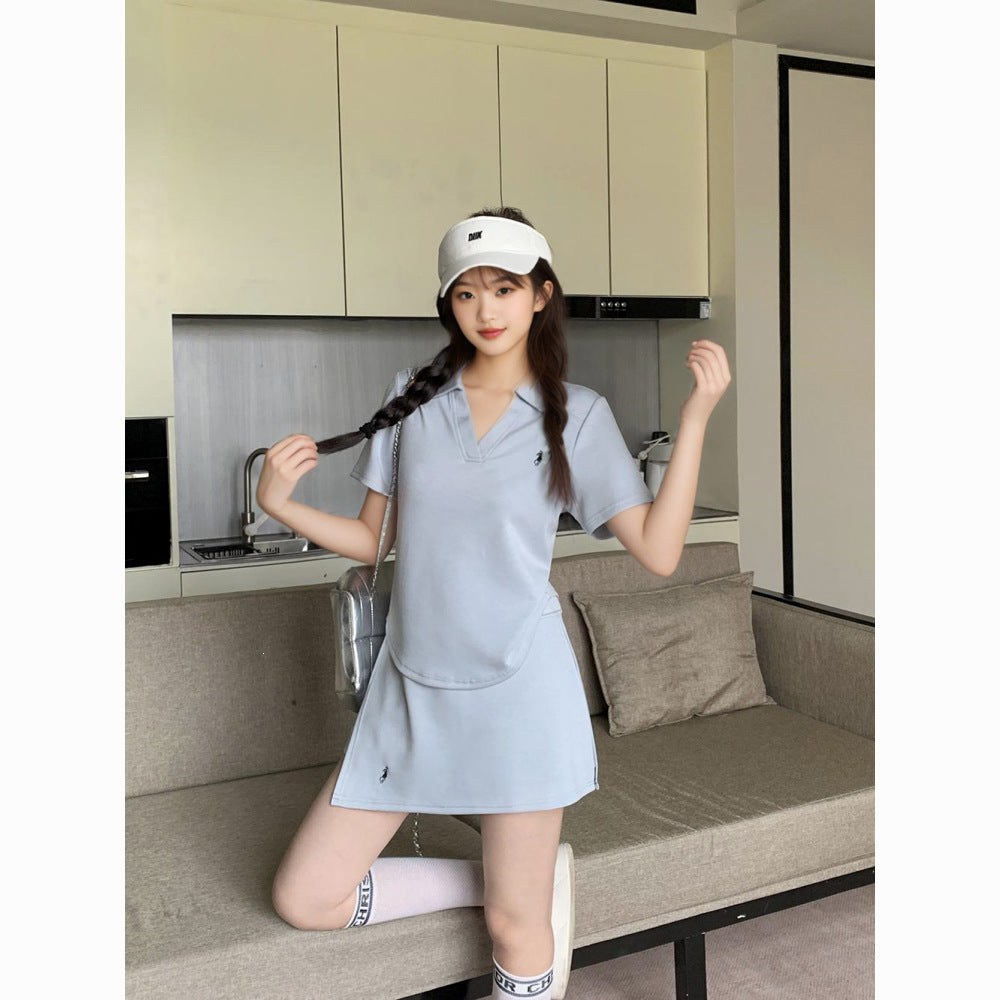 Ropa de mujer: conjunto casual casual de primavera de talla grande, cobertura suelta de verano para mujer, top chic de color sólido+