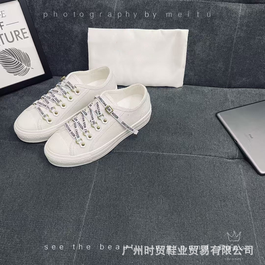 Zapatos de lona con bordado con letras, zapatos casuales versátiles con cordones de mujer con plataforma de relieve para el día a día