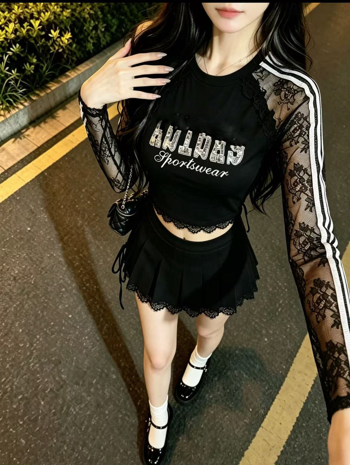 レディース 長袖Tシャツ AD | メッシュ＆レース