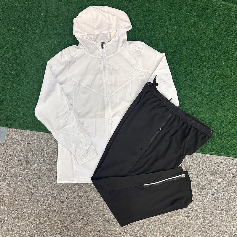 Ensemble coupe-vent de sport pour homme | Capuche séchage rapide