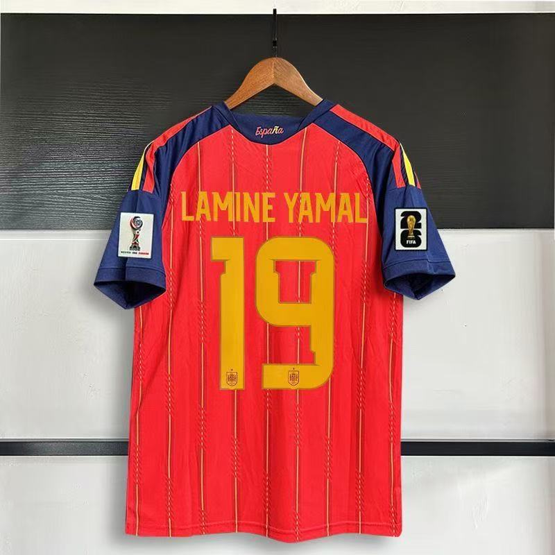 Francia, Brasil, Portugal, España, Argentina, número de partido en casa 19, Yamal, camiseta de fútbol, edición fan