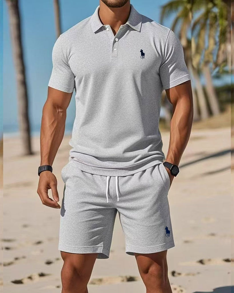 Conjunto Polo Shorts Hombre Bordado Verano Dos Piezas | LuxuryMarkt