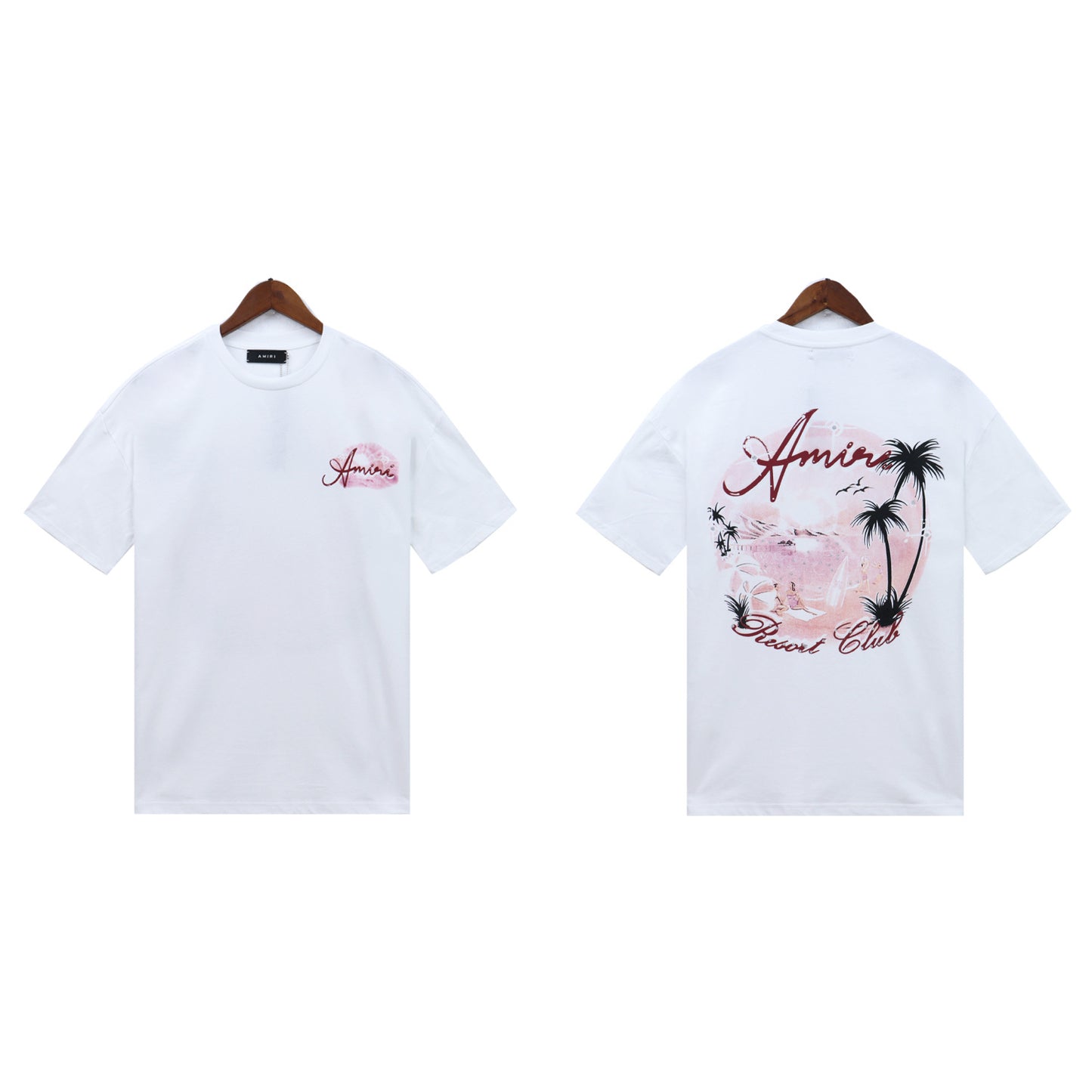 2024 Verano 2024 AM1R1 ICON Letter Totem Letter Totem Pattern Coconut Tree T-shirt Unisex
