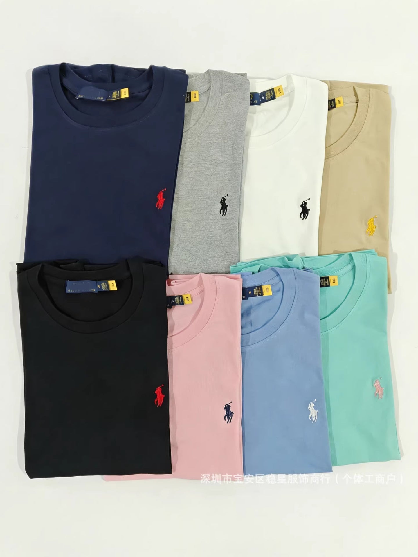 Comercio exterior camiseta Paul bordada Ruff pony marca unisex de verano de algodón cuello redondo casual versátil RL de manga media