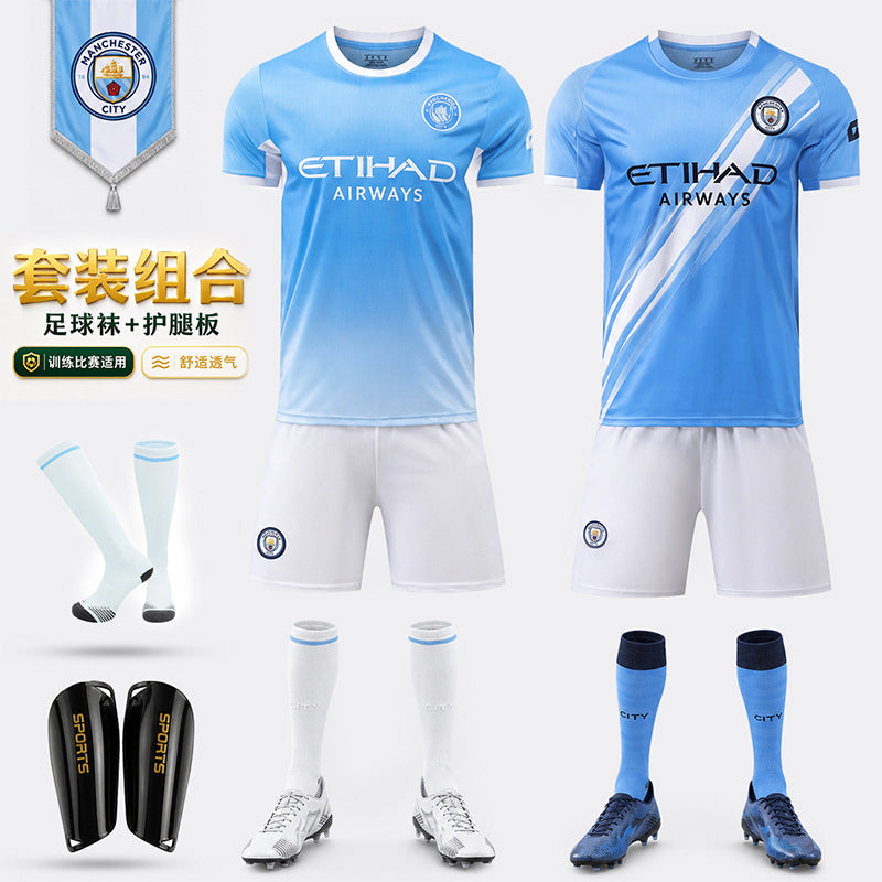 26 27 Camiseta de local del Manchester City, set de equipación de fútbol de la Premier League 9 de Haaland, equipación de entrenamiento infantil, nueva camiseta