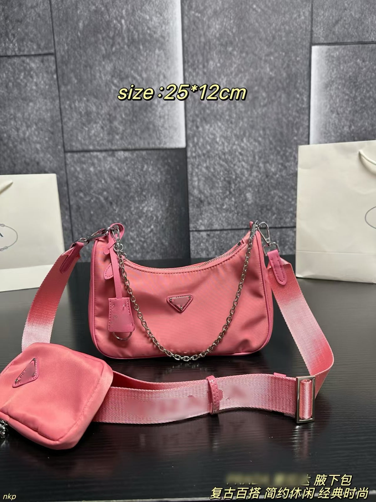 Bolso GUE | Nailon Y Cadena | Con Caja