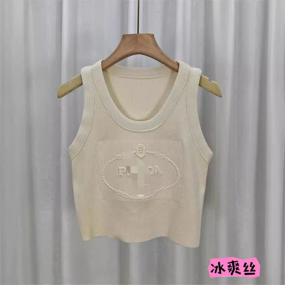24 24 Summer Summer Nuevo Camiseta Corta, camiseta corta de mujer con letras bordadas y tejidas en relieve