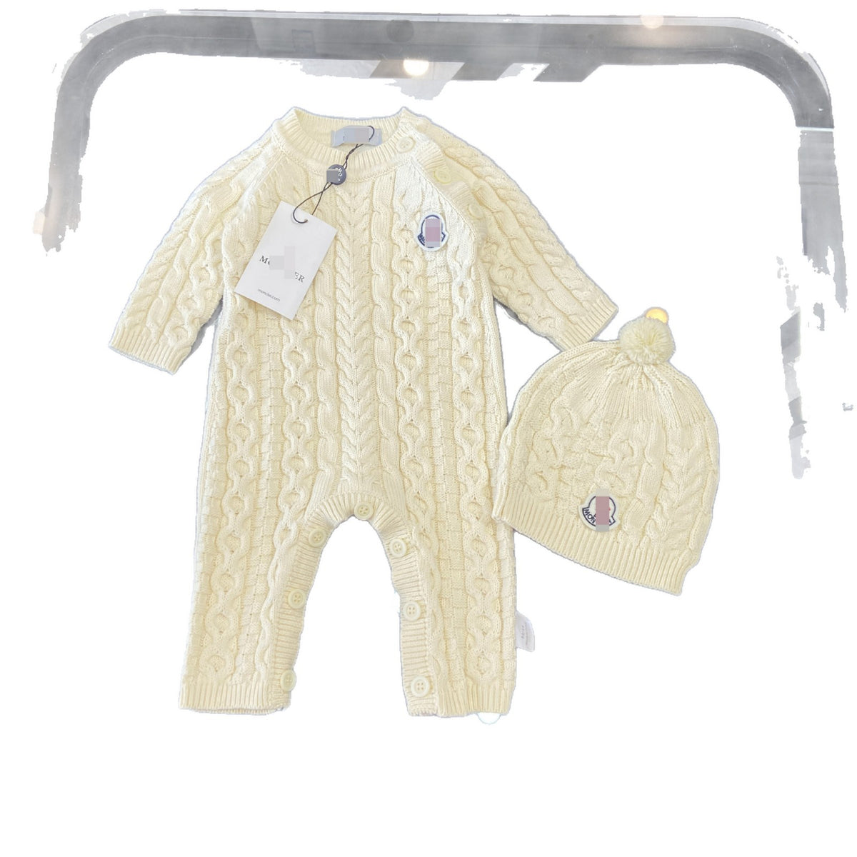 Unisex Knitted Baby Romper M | Cable Knit and Long Sleeve