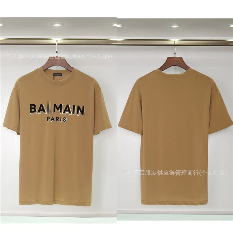 Versión correcta de la tendencia de lujo de París B: 26SS nuevo bordado unisex con cuello redondo, camiseta de algodón de manga corta y manga corta, comercio exterior