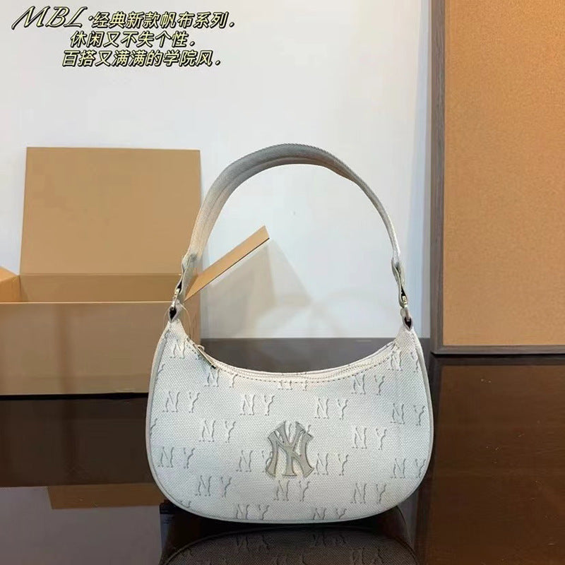 Bolso de la MLB coreana edición completa en relieve en relieve bolso sencillo de NY de moda versátil casual para mujer, novedad