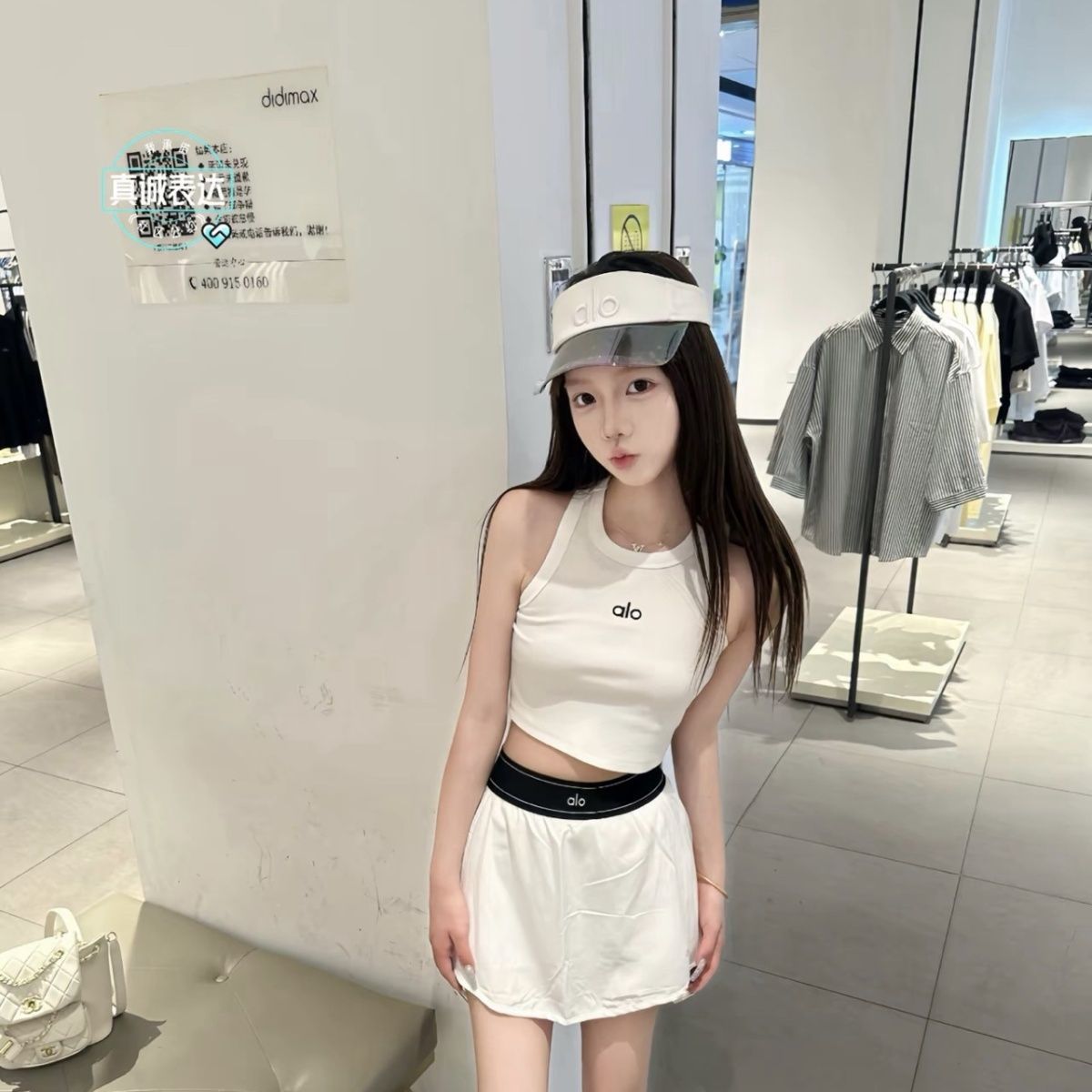 ALO Verano 2026 Nuevo vestido de moda con falda corta deportiva Fitness casual de talle alto y ajustado