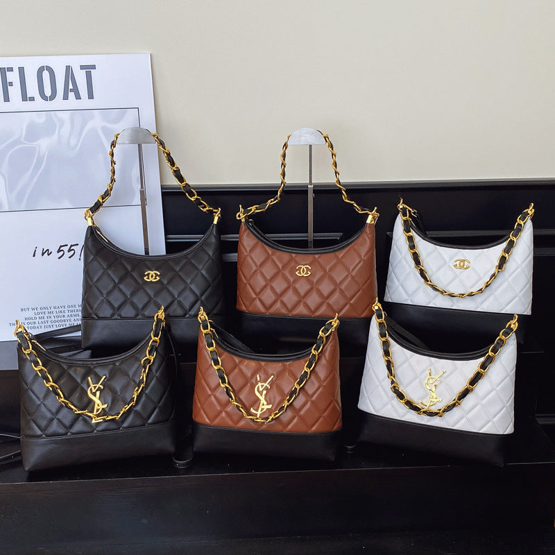 Bolso ligero de lujo estilo Chanel para mujer, nuevo bolso de 2025 con cadena de bordado con diamantes y un solo hombro para salidas y bandolera