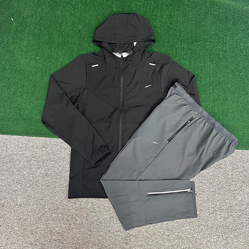 Ensemble coupe-vent de sport pour homme | Capuche séchage rapide