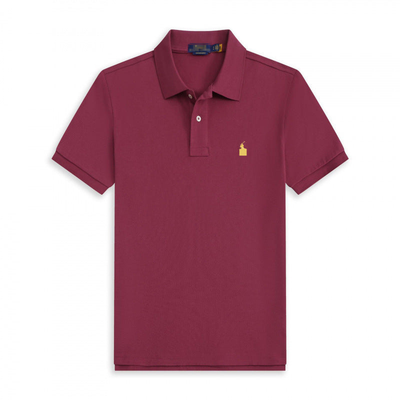 Verano 2025 Comercio Exterior RLoro Camiseta Raco Ralph Lawrence Camiseta de Manga Corta Hombre Logo de Solapa Pony Bordada Ropa Casual Bordada