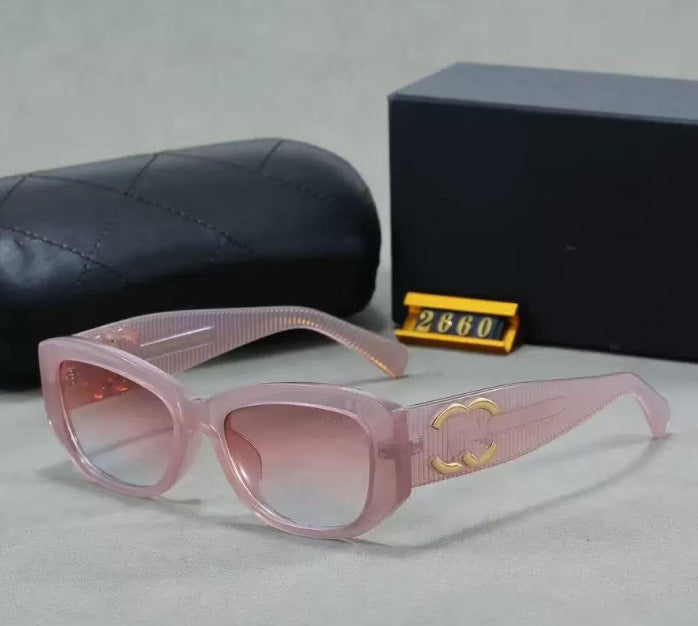 Xiaochanfeng Gafas de sol Double C para mujer, Gafas de sol más vendidas de celebridades de Internet Xiaohongshu para hombres, Bestseller en directo, 2660 Nuevo Estilo