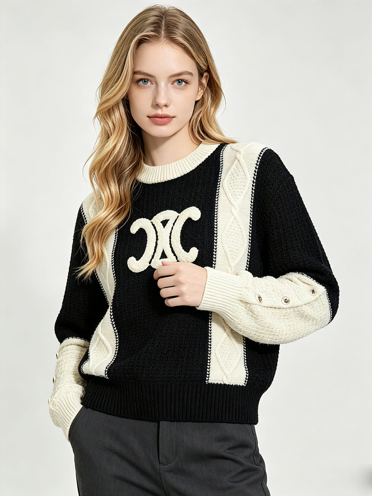 Damen-Strickpullover CE | Milchweiß