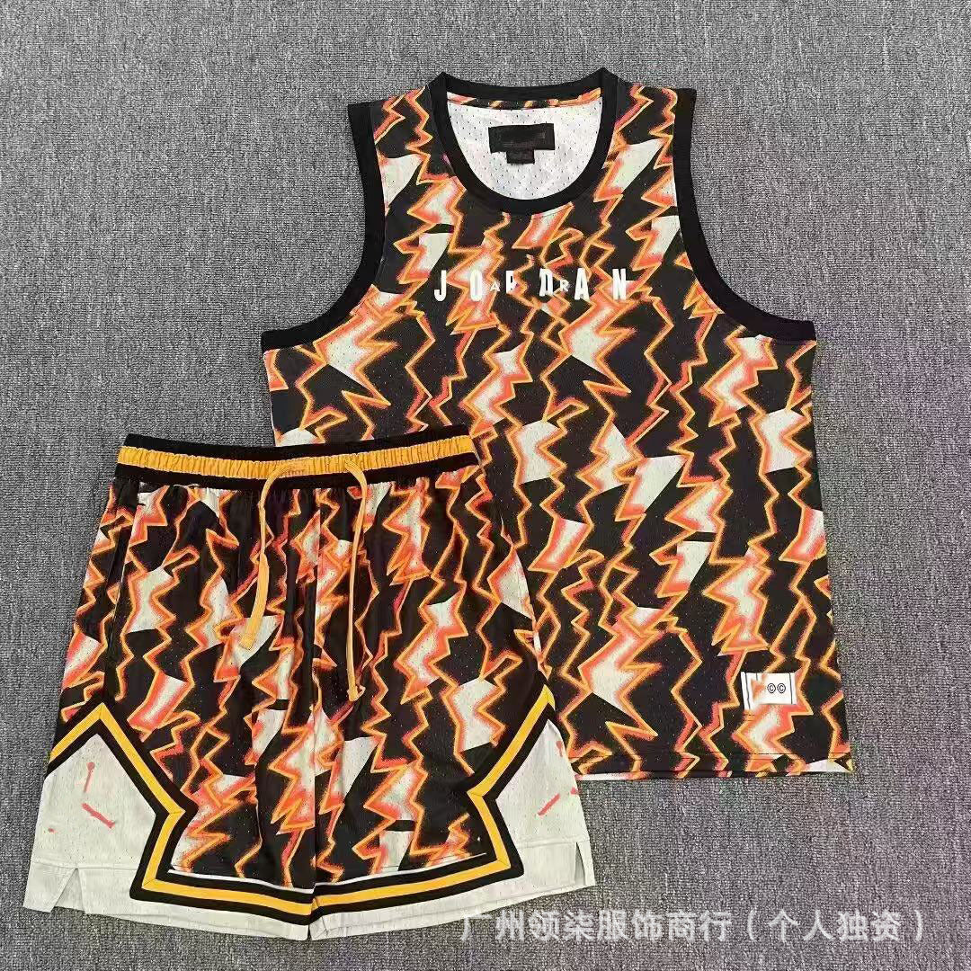 Nuevo chaleco deportivo de baloncesto Flying Man con pantalones cortos, chaleco deportivo casual de correr de secado rápido, transpirable y holgado