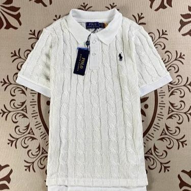 Camisa de punto de punto de algodón corto bordada 26 Xia New American Lafu Family Pony Mark para hombres y mujeres