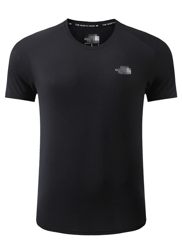 Deportes de montañismo de verano masculino, ropa de secado rápido para senderismo al aire libre, camisetas de manga corta con cuello redondo, camisetas de fitness para interiores.