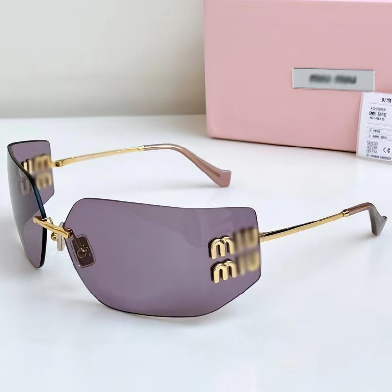 Nuevas gafas de sol sin montura y gafas de sol, estilo celebridad de 54 años, gafas pequeñas retro y elegantes que realzan la cara