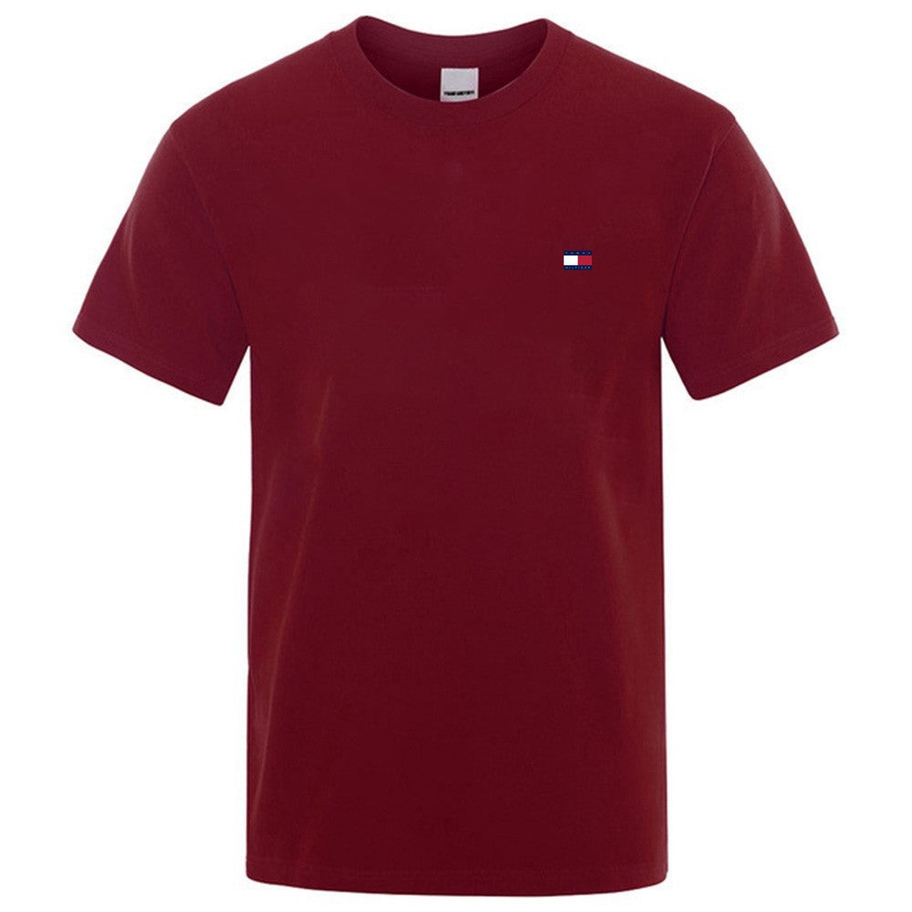 Nuevo verano 2025 camiseta de manga corta con cuello redondo masculino, camiseta deportiva casual de moda para hombres, manga larga para mujer