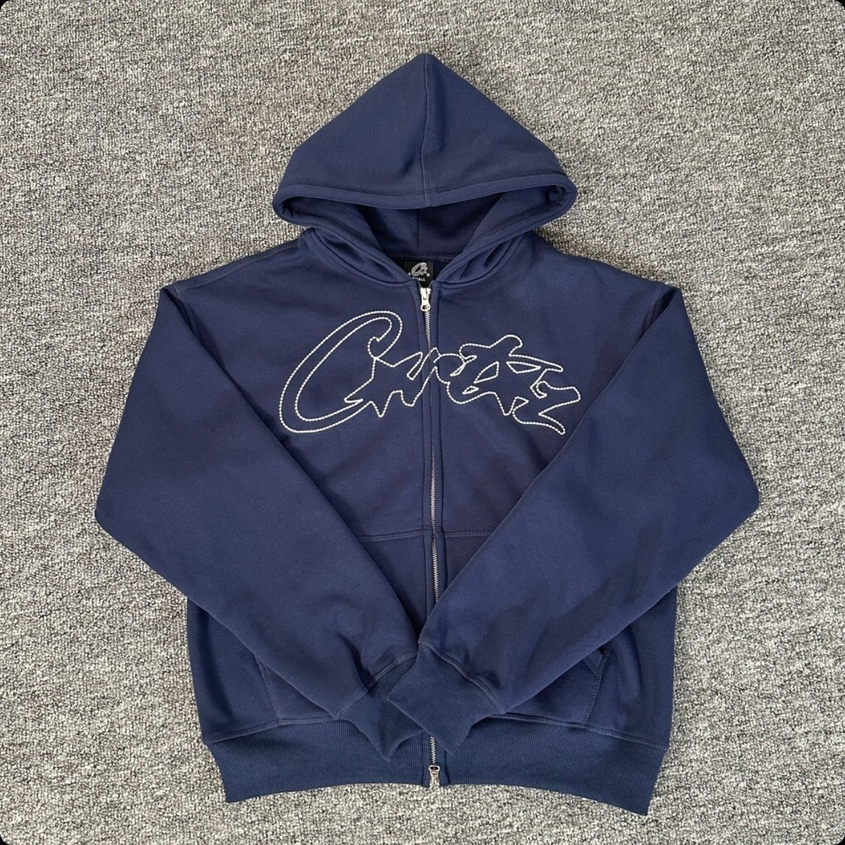 New 2025 cross-border set with embroidered minimalist lettering, high-street fashion loose cardigan, hoodie, and casual pants