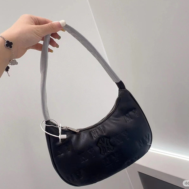 Bolso de la MLB coreana edición completa en relieve en relieve bolso sencillo de NY de moda versátil casual para mujer, novedad