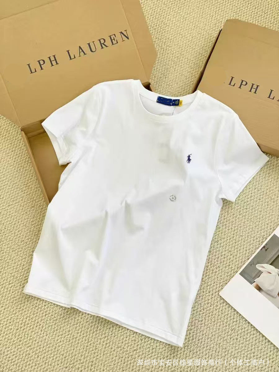 Comercio exterior camiseta Paul bordada Ruff pony marca unisex de verano de algodón cuello redondo casual versátil RL de manga media