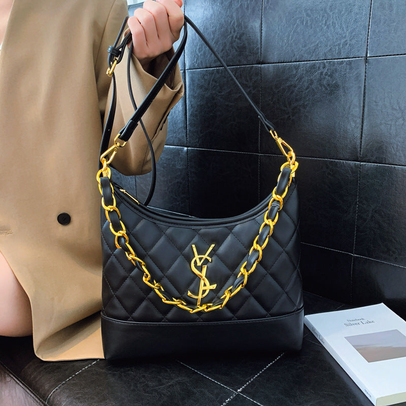 Bolso ligero de lujo estilo Chanel para mujer, nuevo bolso de 2025 con cadena de bordado con diamantes y un solo hombro para salidas y bandolera
