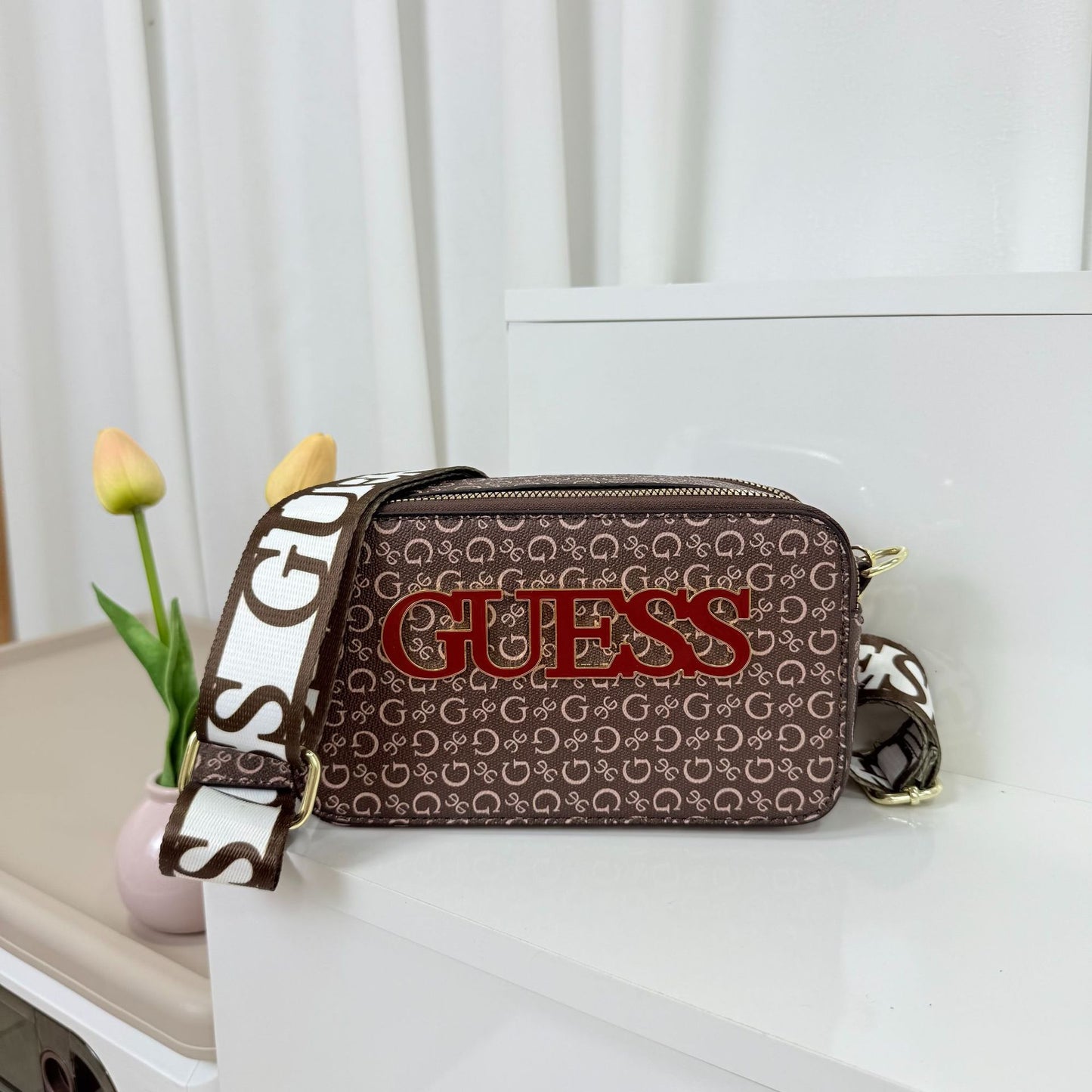 Bandolera Cámara Premium | Doble Cremallera Marca en Relieve