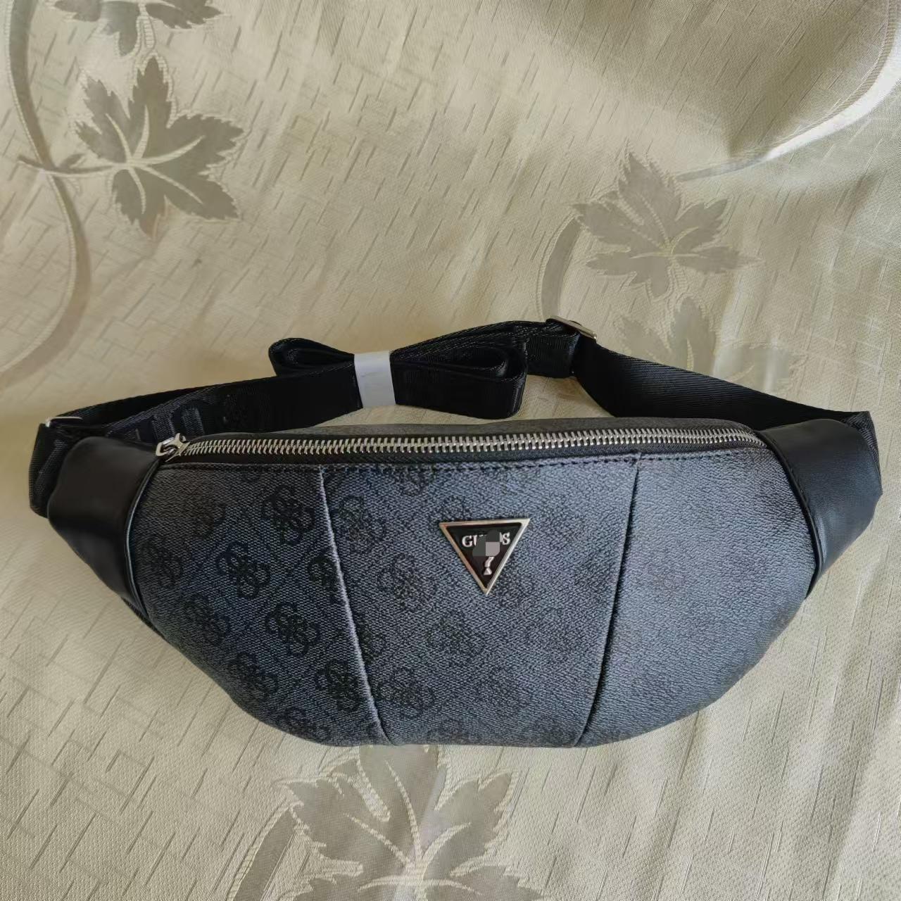 New Guesser Foreign Trade 2025 Nuevo bolso bandolero europeo y americano para hombre con cremallera triangular estampado Bolso de hombro de moda Bolso de hombre