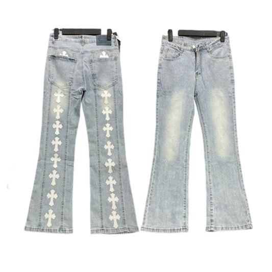 Calças de ganga Street-Fit bordadas azuis | Homem e Mulher | LuxuryMarkt