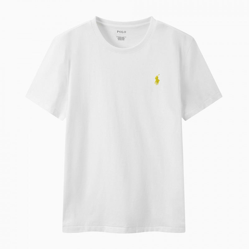 T-shirt homme coton brodé manches courtes décontracté