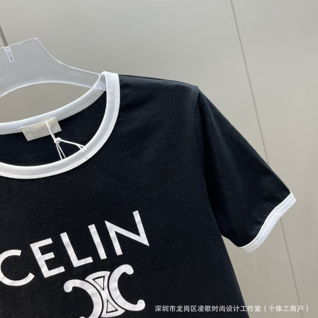 Cuello clásico de alta gama para mujer Nanyou, letras de retazos de moda primavera/verano, adelgazante y versátil